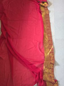 Silk half saree with Golden Border