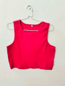Hot Pink Sleeveless Crop Top