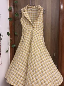 Korean checkered midi dress