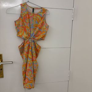 Vibrant Floral Cut-Out Mini Dress