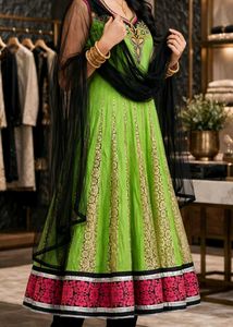 Stunning Green Anarkali Kurta Set