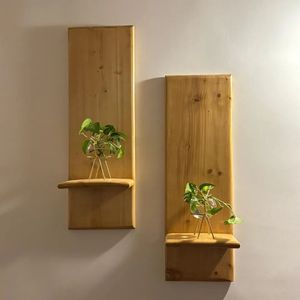 Rustic Wooden Wall Planter Set