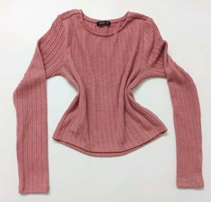 Pink Ribbed Long Sleeve Top tshirt
