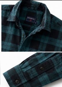 Green Plaid Flannel Shirt M