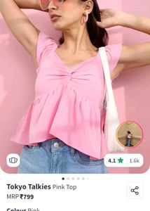 Tokyo Talkies Pink Peplum Top