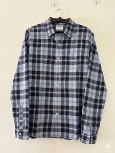 Men's Blue Plaid Button-Up Shirt