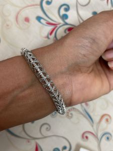 Elegant Silver Bangle with Crystals