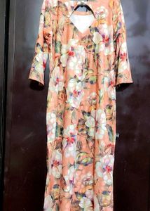 Peach Color &amp; Floral Printed Kurti for 44 Bust