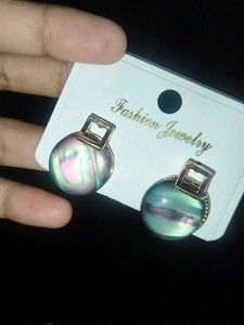 Unique Teal &amp; Pink Swirl Earrings