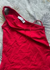 MNG Red One Shoulder Tank Top