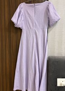 Chic Purple Puff Sleeve Midi Dress