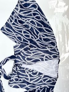 Navy Rope Print wrap Kimono Top