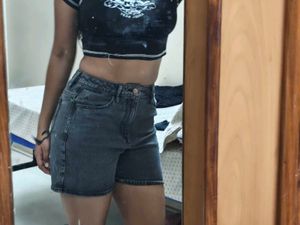 Grey  Denim Shorts