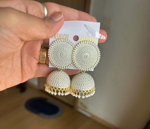 Elegant Jhumka Earrings with Pearl Drops