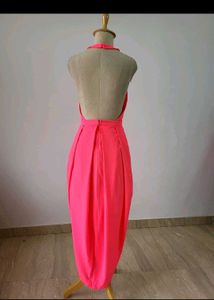 Vibrant Pink Halter Neck Dress