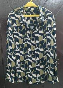 Stylish Abstract Print Button-Up Shirt