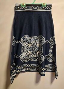 Blue and White Patterned Skirt