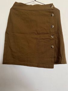 Brown Straight Cotton Skirt