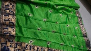 Vibrant Green Embroidered Silk Saree