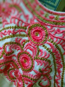 Elegant White Kurta with Pink Embroidery