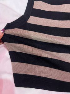 Zara Striped Sleeveless Knit Top