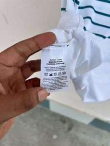 authentic Nike White Striped Polo T-Shirt