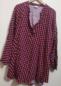 Rust & Black Check Printed Top For 46 Bust