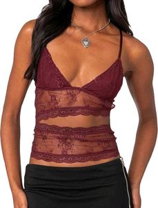 Burgundy Lace Cami Top