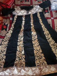 Yellow Anarkali Gown with Floral Print