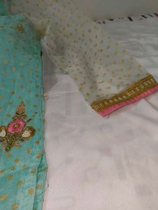 Embellished Teal pakistani suit
