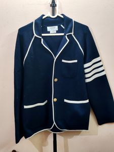 Thom browne Navy Blazer With Striped Arm &amp; Gold An