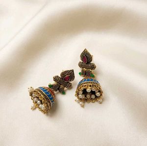 ✨ Navratri Vibrant Heritage Enamel Jhumkas ✨