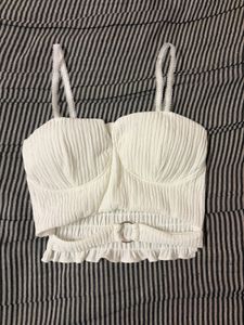 Textured White Cropped Top