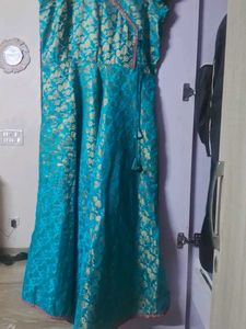 Beautiful Teal Kurta with Golden Print