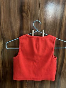 Ribbed Red Tank Top