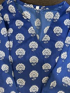 Chic Blue Block Print Kurta &amp; Palazzo Set