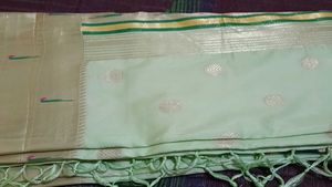 New Elegant Pastel Green Silk Blend Saree