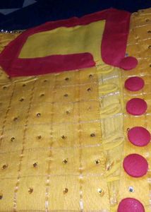 Yellow & Red Embroidered kurta