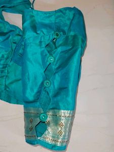 Festive Wear Sea Green Shalu Saree With Blouse