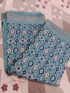 Beautiful sea green Geometric Print Saree