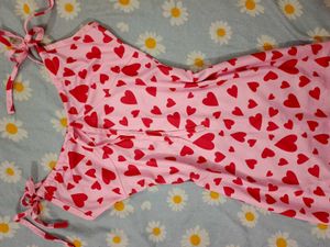 Pink Heart Print Mini Dress