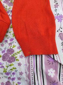 Bright Orange Crew Neck Sweater