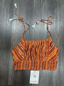 Boho Striped Crop Top Blouse