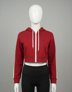 Red Cropped Zip-Up Hoodie