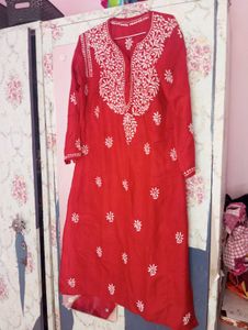 Rust Red Lakhnawi Kurti
