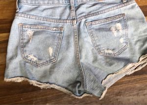 Distressed Light Wash Denim Shorts