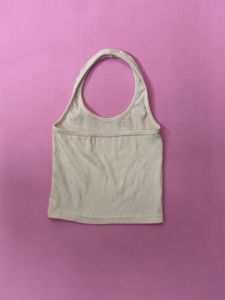 Cream Ribbed Halter Tank top