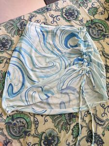 Sheer Ruched Swim Skirt