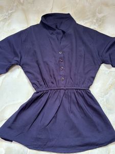 Elegant Navy Flare Sleeve Top