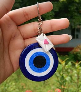 Evil Eye Keychain with Love Letter Charm
